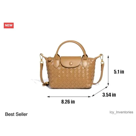 Mini Braided Faux Leather Top Handle Satchel Crossbody Bag
